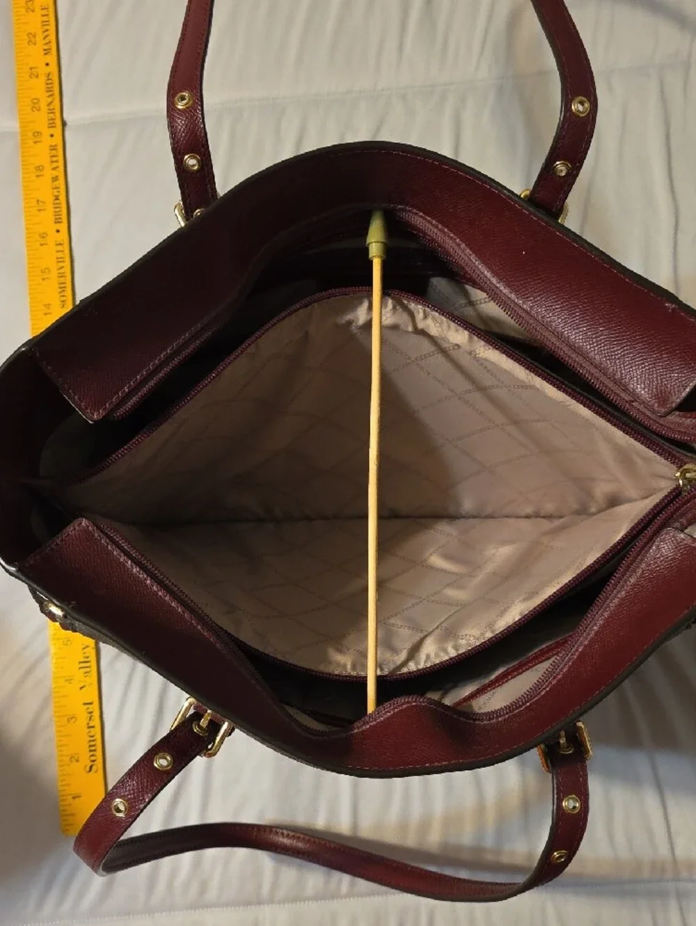 Michael Kors Brown and Burgundy Signature Tote